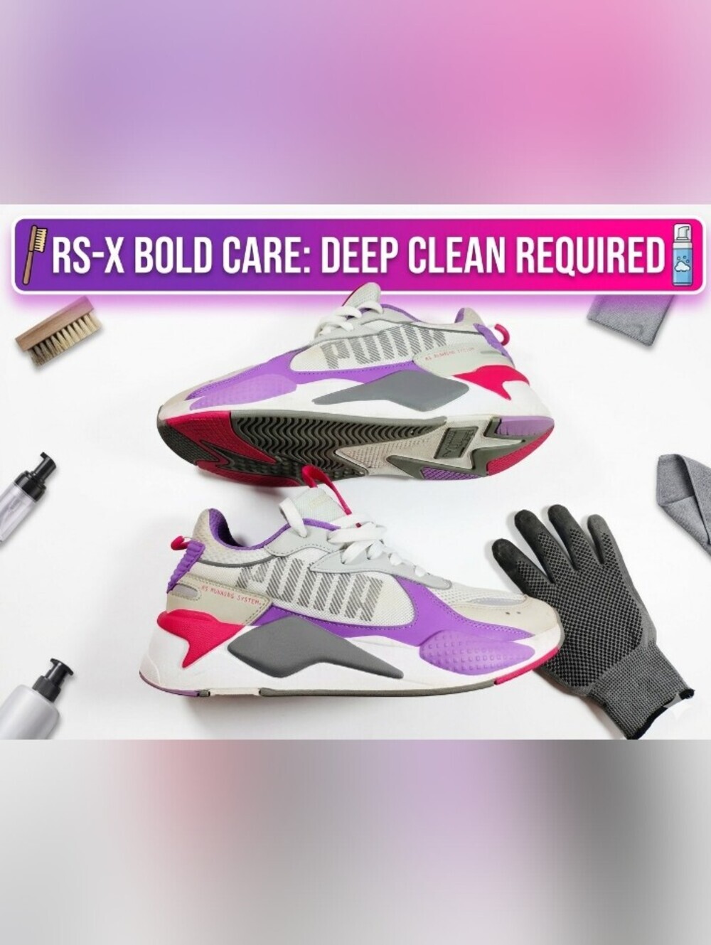 PUMA RS‑X Bold Women’s 9.5 Grey Purple Pink Chunky Sneakers